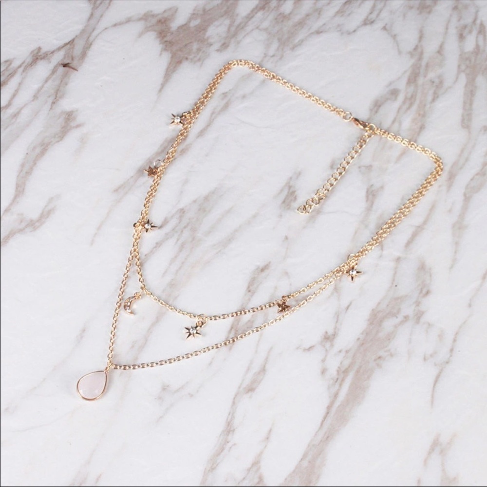 ‘Austria’ Gold Necklace with Stars and Moonstones - Picture 2 of 3